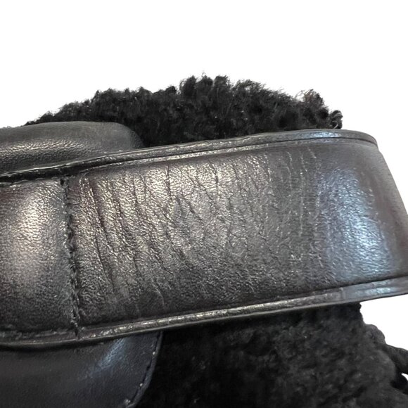 Coach wedge boots Monroe Shearling size 8 black leather high heel booties - Picture 13 of 16